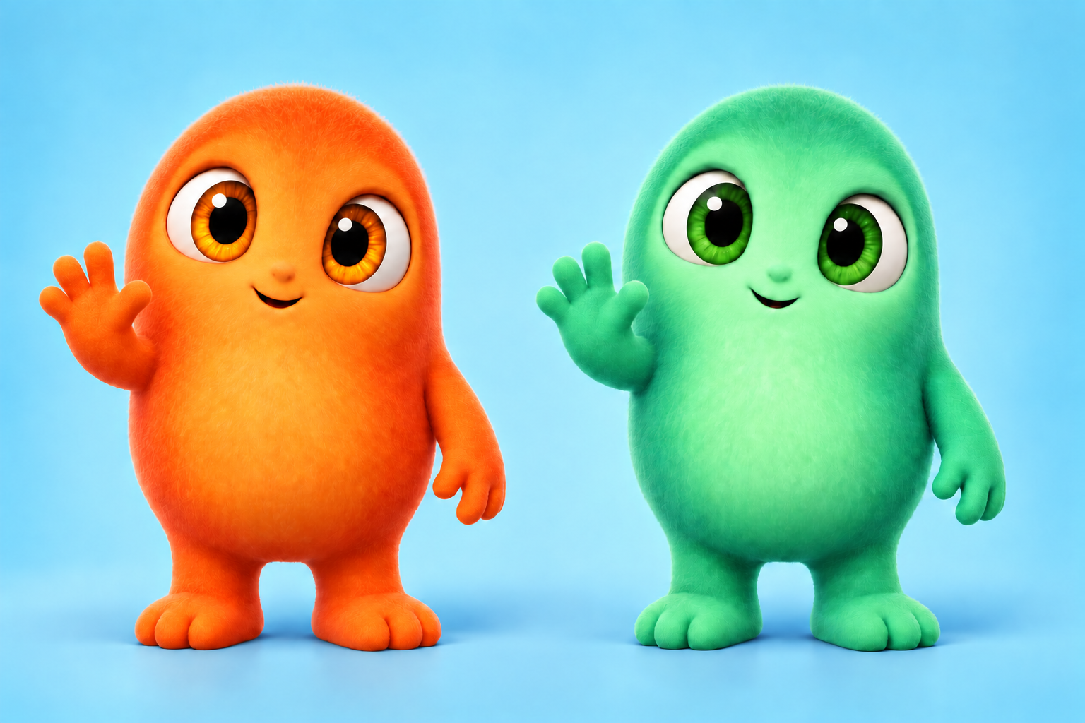 Popi and Pom waving